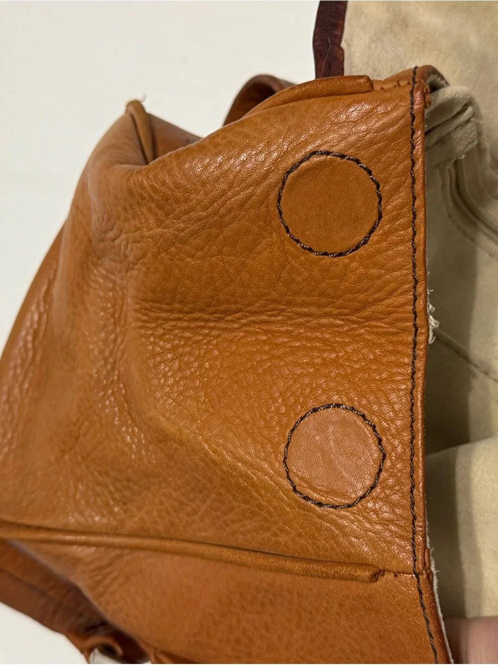 Leather Shoulder Bag in Cognac Brown - Women's Handbag